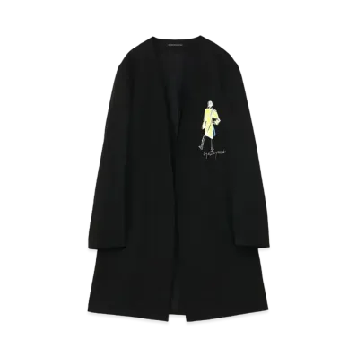 Yohji Yamamoto Pour Homme WOMAN EMBROIDERY NO COLLAR JACKET "Black"