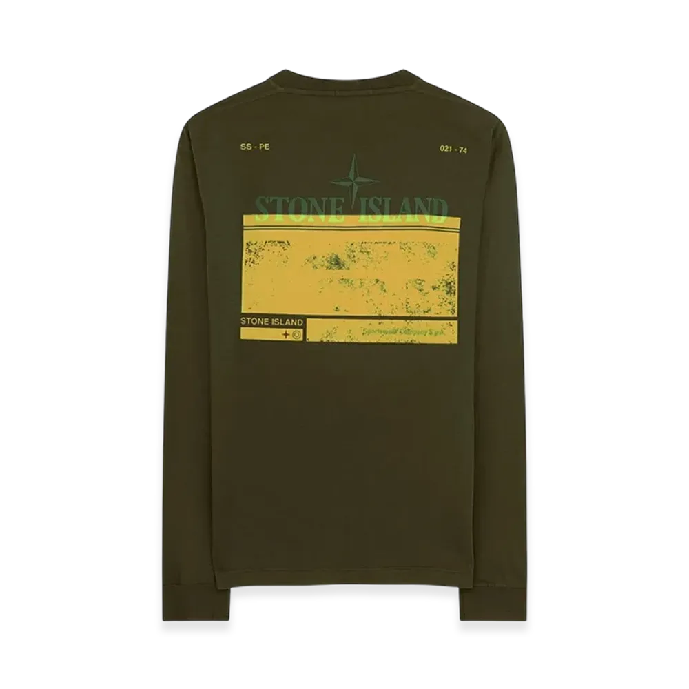 Stone Island 2ML66 Block Two Long Sleeve T-Shirt - 21SS "Olive Green"