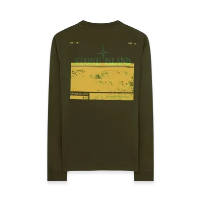 Stone Island 2ML66 Block Two Long Sleeve T-Shirt - 21SS "Olive Green"