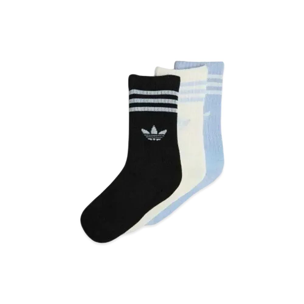 adidas Kids Crewsocks 3 Pairs "Blue Dawn/Wonder White/Black"