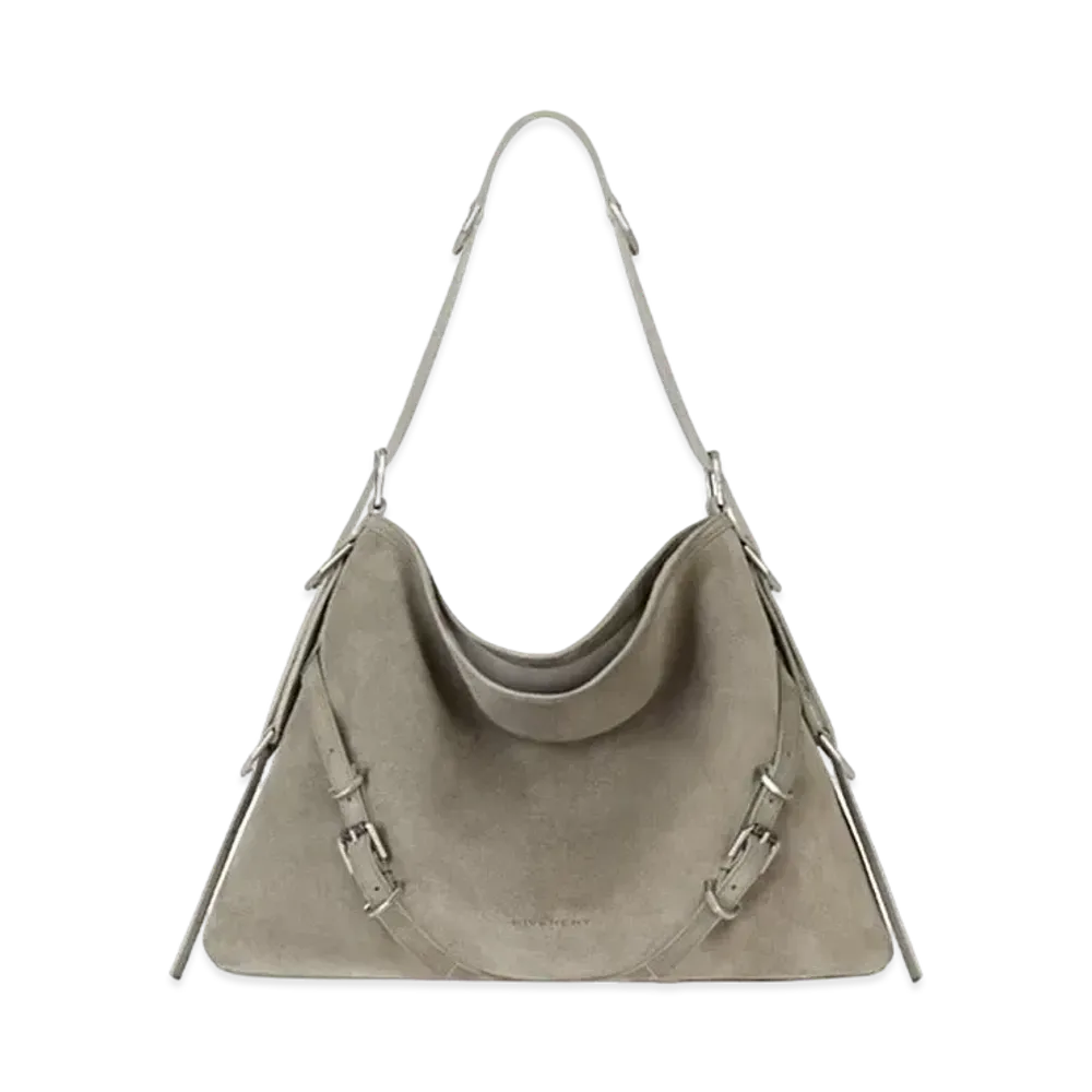 GIVENCHY Medium Voyou Bag In Suede "Medium Grey"
