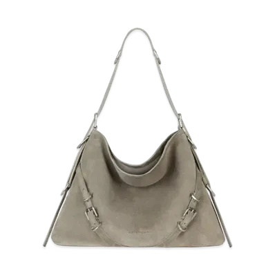 GIVENCHY Medium Voyou Bag In Suede "Medium Grey"