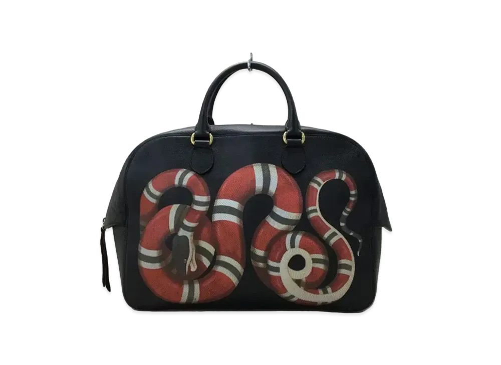 GUCCI Boston Bag Snake Print Leather "Black"