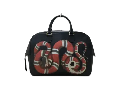 GUCCI Boston Bag Snake Print Leather "Black"