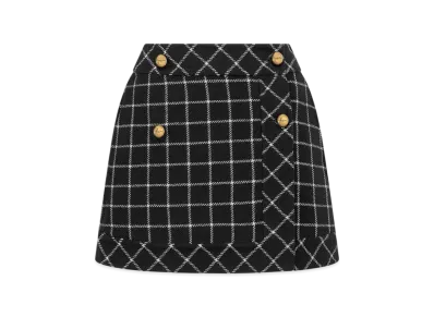 Dior Women's Doublesided Check'N' Dior Virgin Wool Wrap Mini Skirt "Black/White"