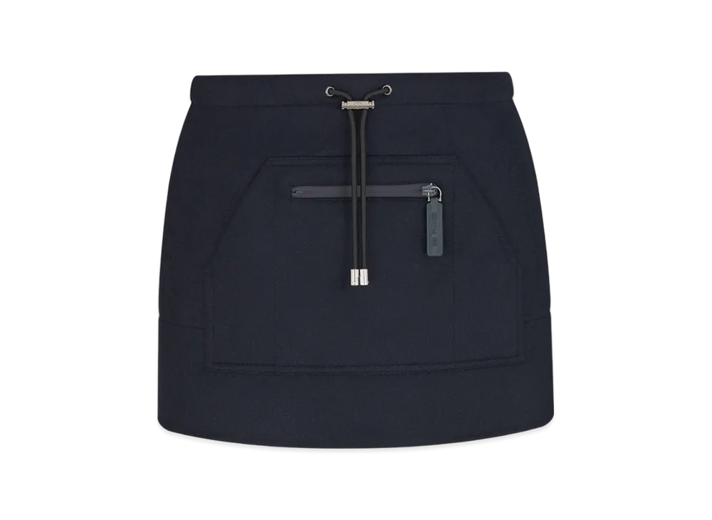 Dior Women's Double Sided Virgin Wool and Rabbit Fur Blend Felt Skort "Navy Blue"