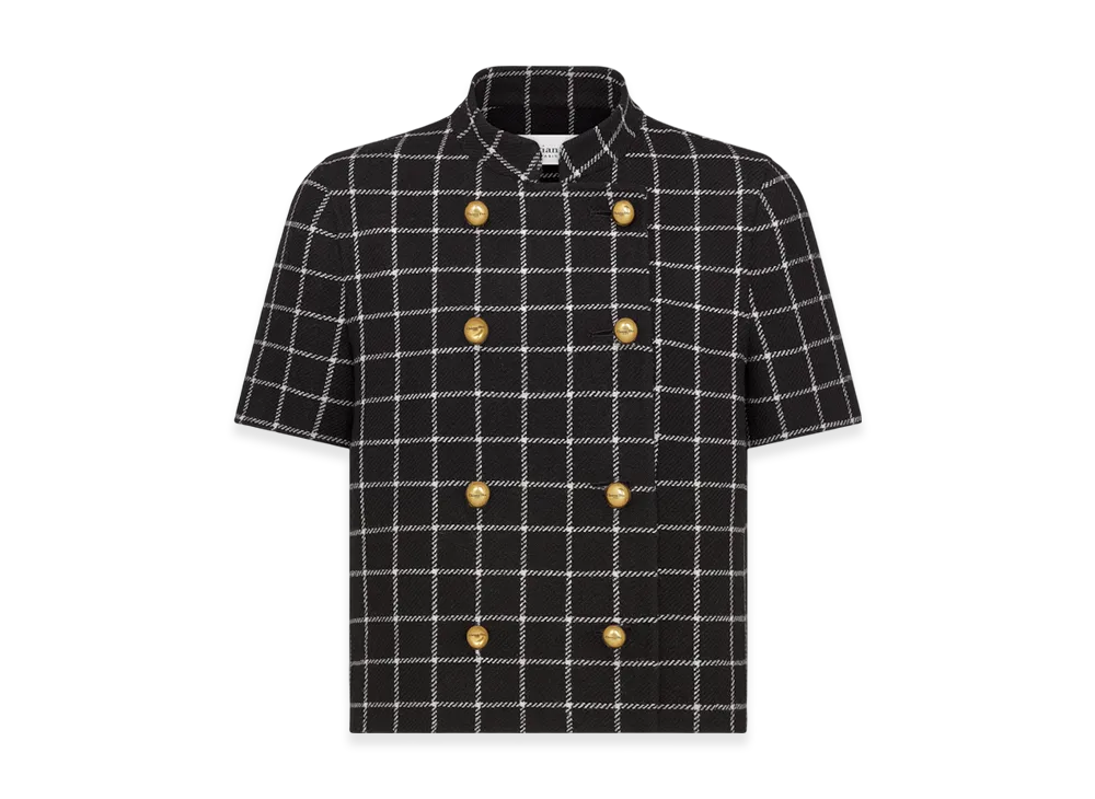 Dior Women's Double Breasted Double Sided Check'N' Dior Virgin Wool S/S Jacket "Black/White"
