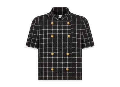 Dior Women's Double Breasted Double Sided Check'N' Dior Virgin Wool S/S Jacket "Black/White"