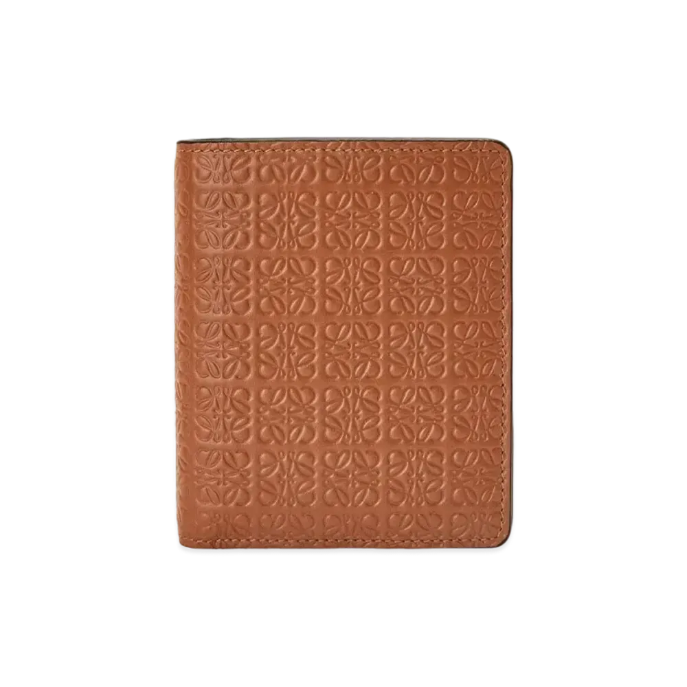LOEWE Compact Zip Wallet In Embossed Silk Calfskin "Tan"