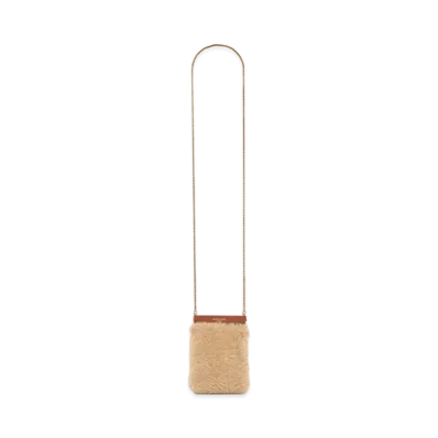 Saint Laurent Saint Laurent Mini Pac Pac In Shearling And Smooth Leather "Natural Beige/Brick"