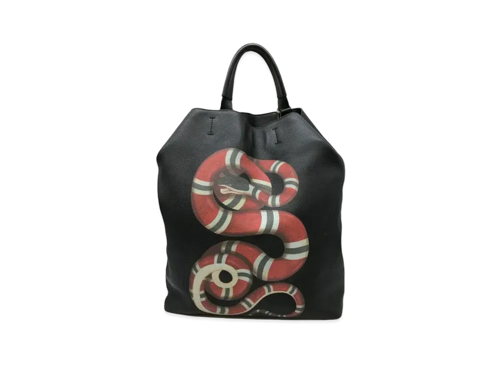 GUCCI Backpack Snake Print Leather "Black"