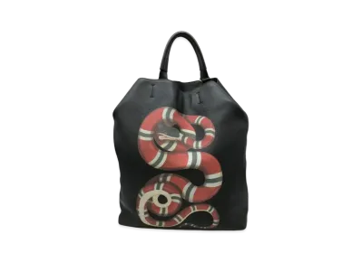 GUCCI Backpack Snake Print Leather "Black"