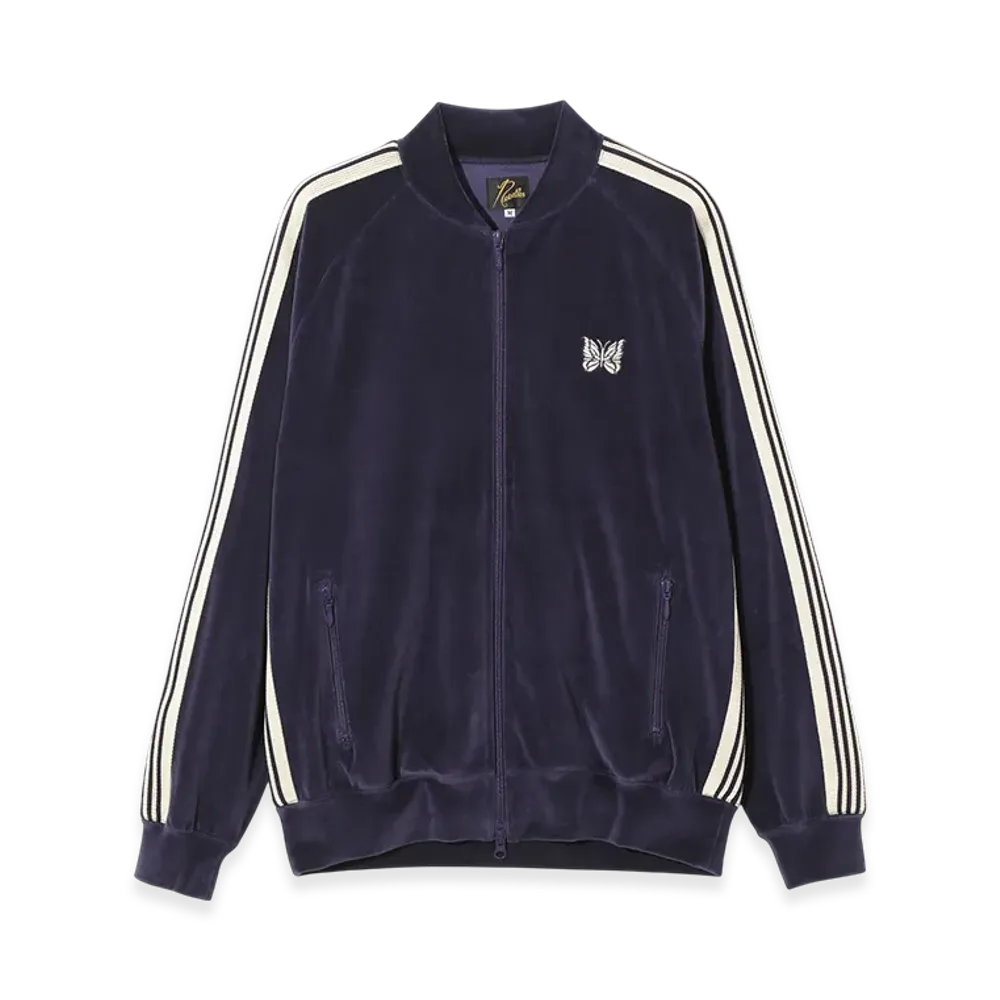 NEEDLES Rib Collar Track Jacket - C/PE Velour "Navy"