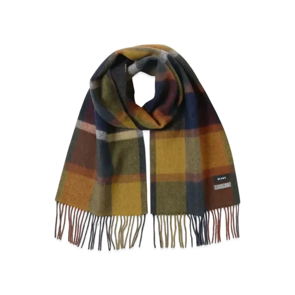 BEAMS Reversible Block Check Muffler "ChacoalGray"