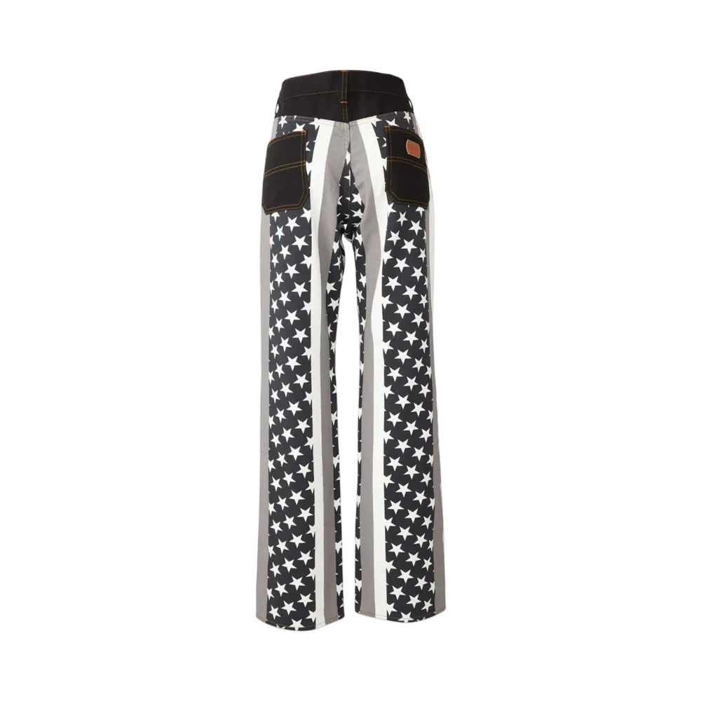 HYSTERIC GLAMOUR Star Stripe Pattern Flare Pants "Black"