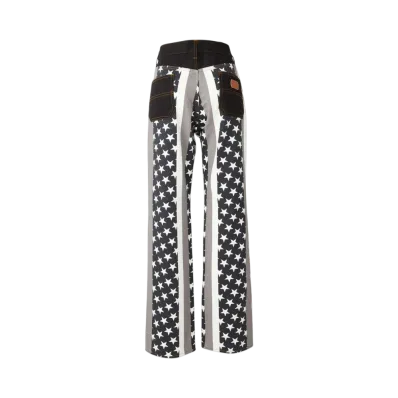 HYSTERIC GLAMOUR Star Stripe Pattern Flare Pants "Black"