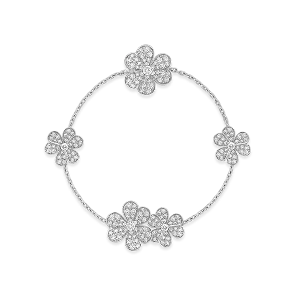 Van Cleef & Arpels Frivole bracelet 5 flowers "18K White gold/Diamond"