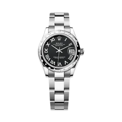 ROLEX Datejust 31mm Oystersteel & White Gold Diamond 278344RBR "Bright Black"