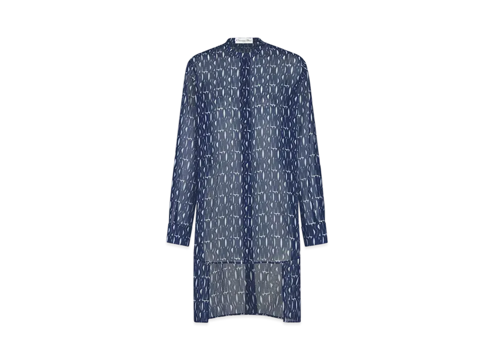 Dior Blouse Cotton Muslin with Miss Dior Allover Motif "White/Navy Blue"