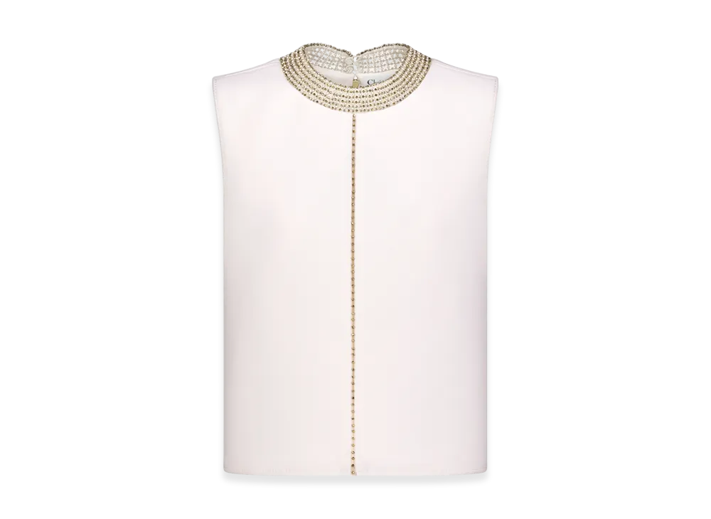 Dior Women's Wool and Silk Embroidered Top "Ecru"