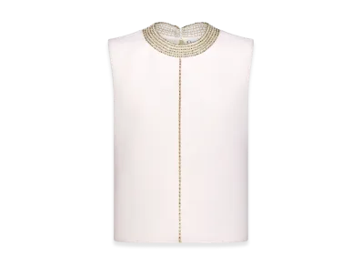 Dior Women's Wool and Silk Embroidered Top "Ecru"