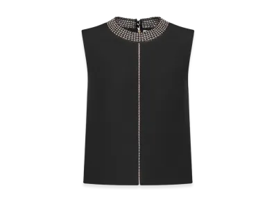 Dior Women's Wool and Silk Embroidered Top "Black"