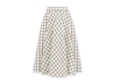 Dior Women's Check'N' Dior Virgin Wool Flared Skirt "White/Black"