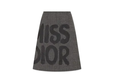 Dior Women's Miss Dior Graffiti Motif Skirt "Gray"