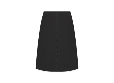 Dior Women's Wool and Silk Embroidered Skirt "Black"