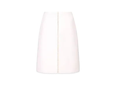 Dior Women's Wool and Silk Embroidered Skirt "Ecru"