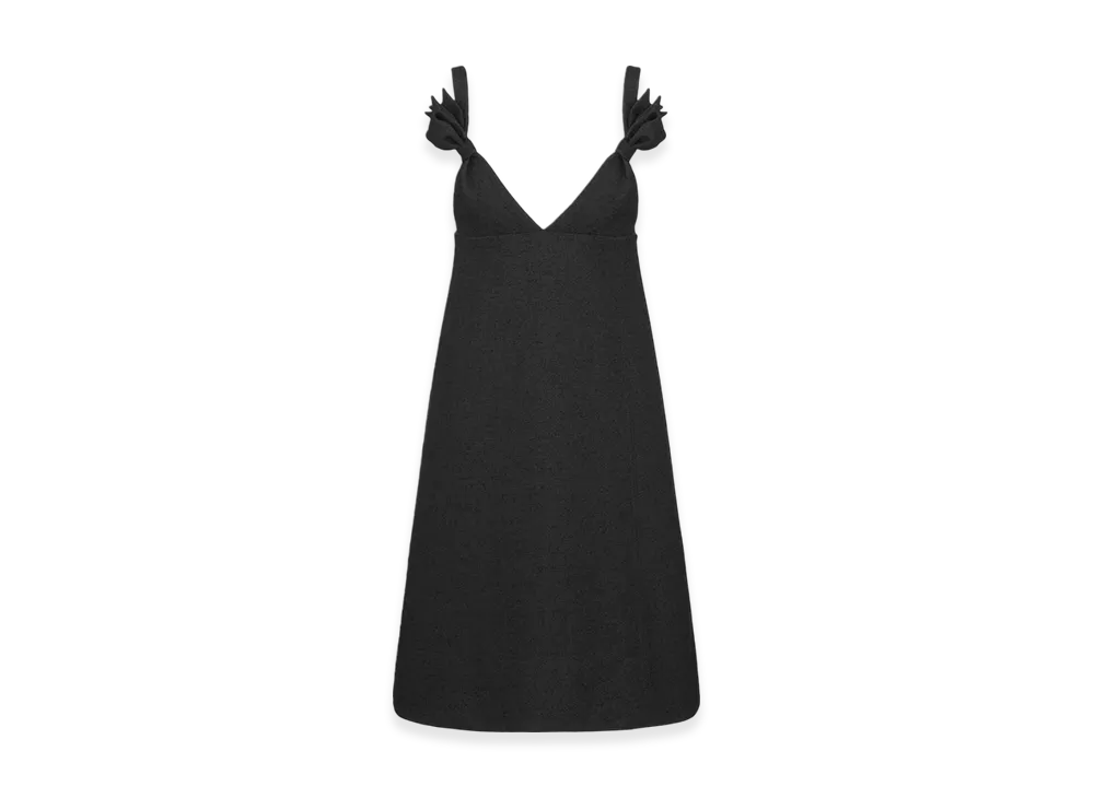 Dior Women's Virgin Wool and Cotton Boucle Blend Flared Dress "Black"