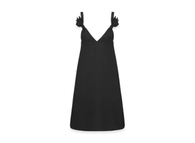 Dior Women's Virgin Wool and Cotton Boucle Blend Flared Dress "Black"