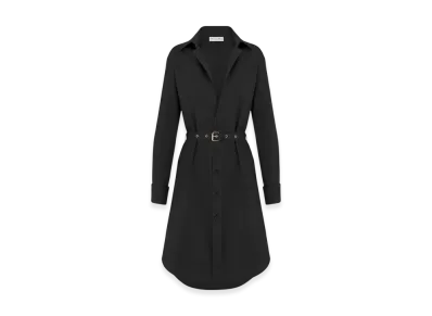 Dior Women's Cotton and Silk Poplin Belted Shirt Dress "Black"