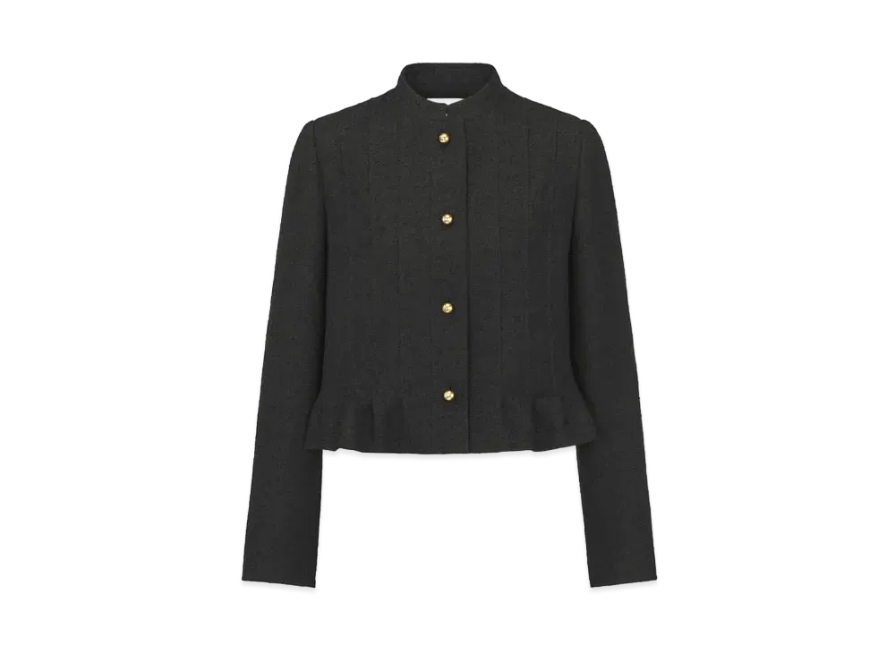 Dior Peplum Jacket Virgin Wool and Cotton Boucle Blend "Black"