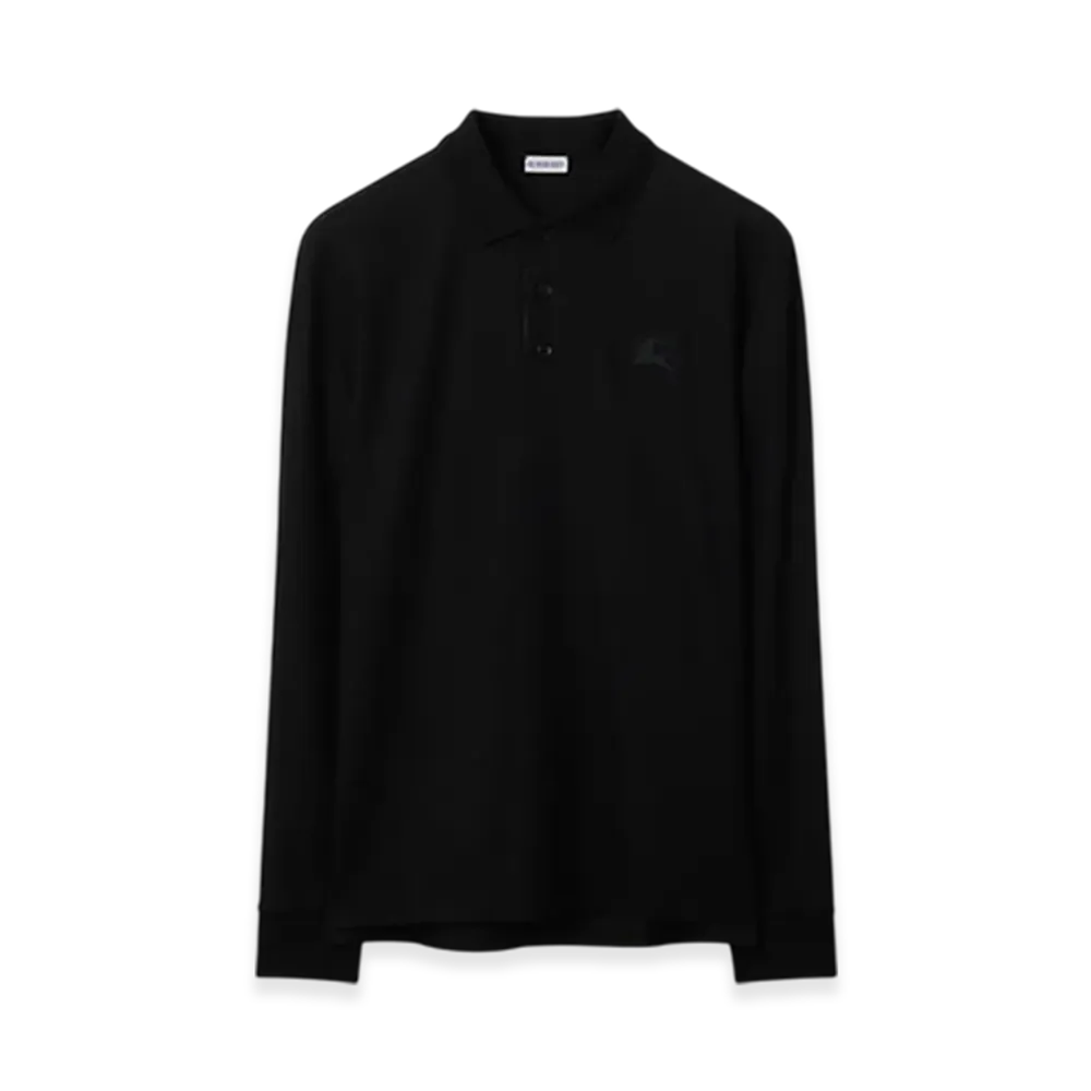 Burberry Long Sleeve Cotton Polo Shirt "Black"