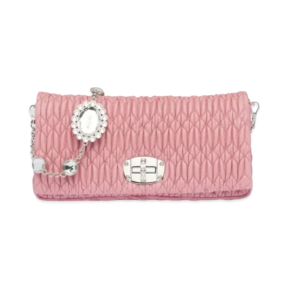 MIU MIU Iconic Crystal Leather Bag "Pink"