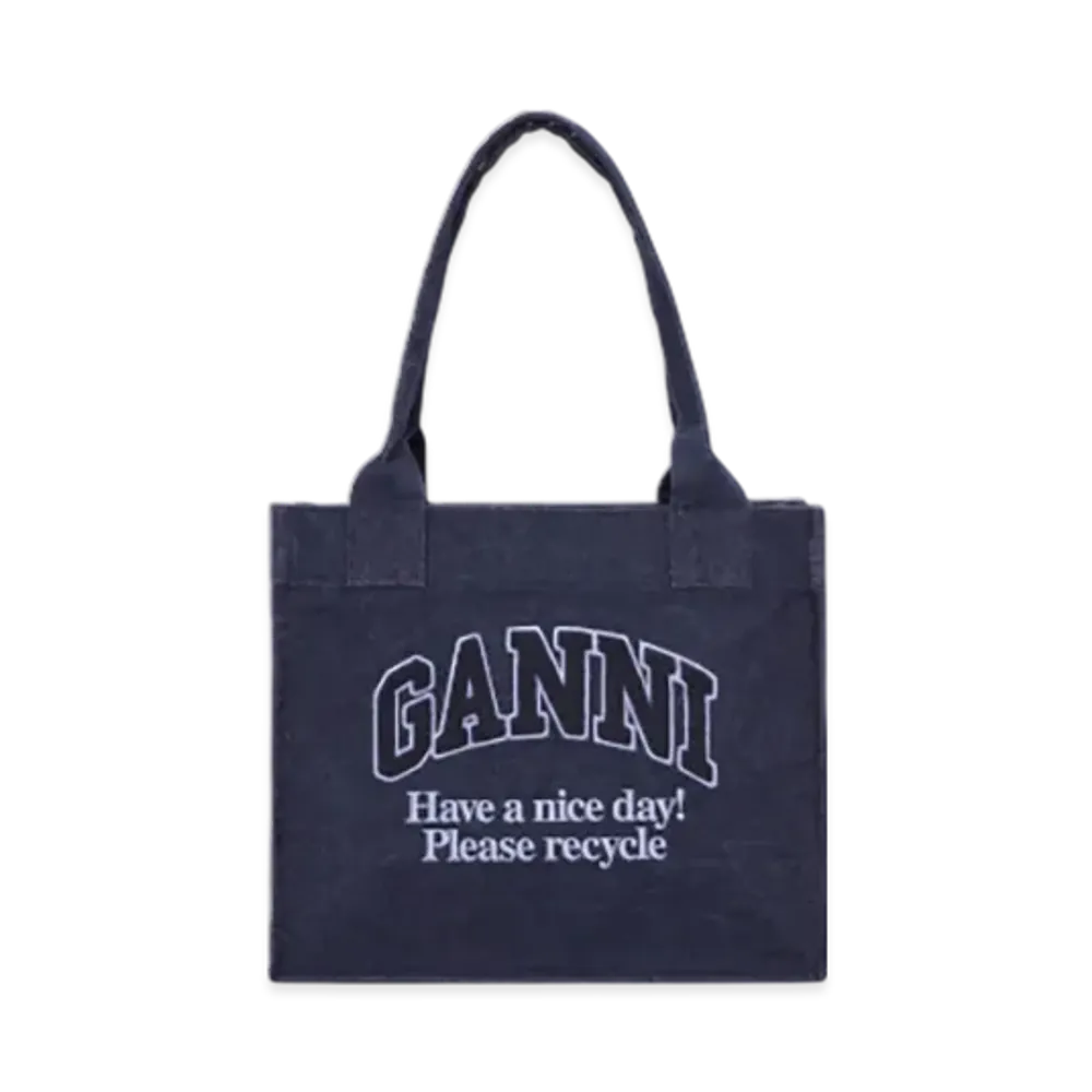 GANNI Denim Large Tote Bag "Dark Navy"