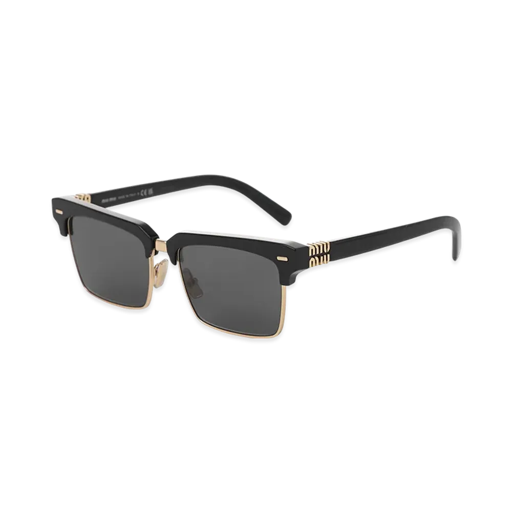 MIU MIU Runway Square Brow Metal Logo "Black/Dark Grey"