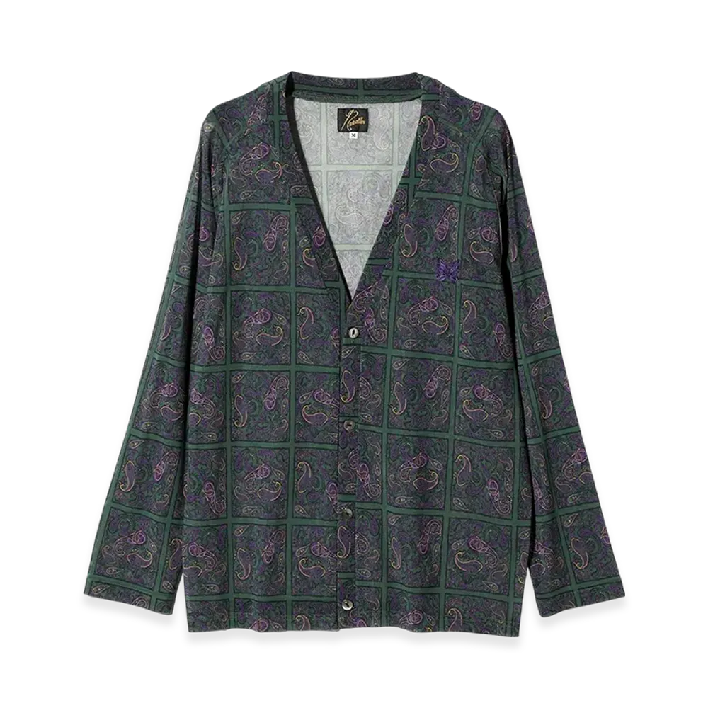 NEEDLES V Neck Cardigan - Poly Mesh/Printed "Green"