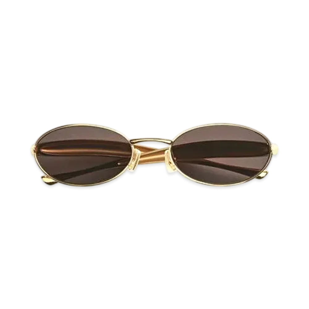 Bottega Veneta Sardine Oval Sunglasses "Gold/Grey"
