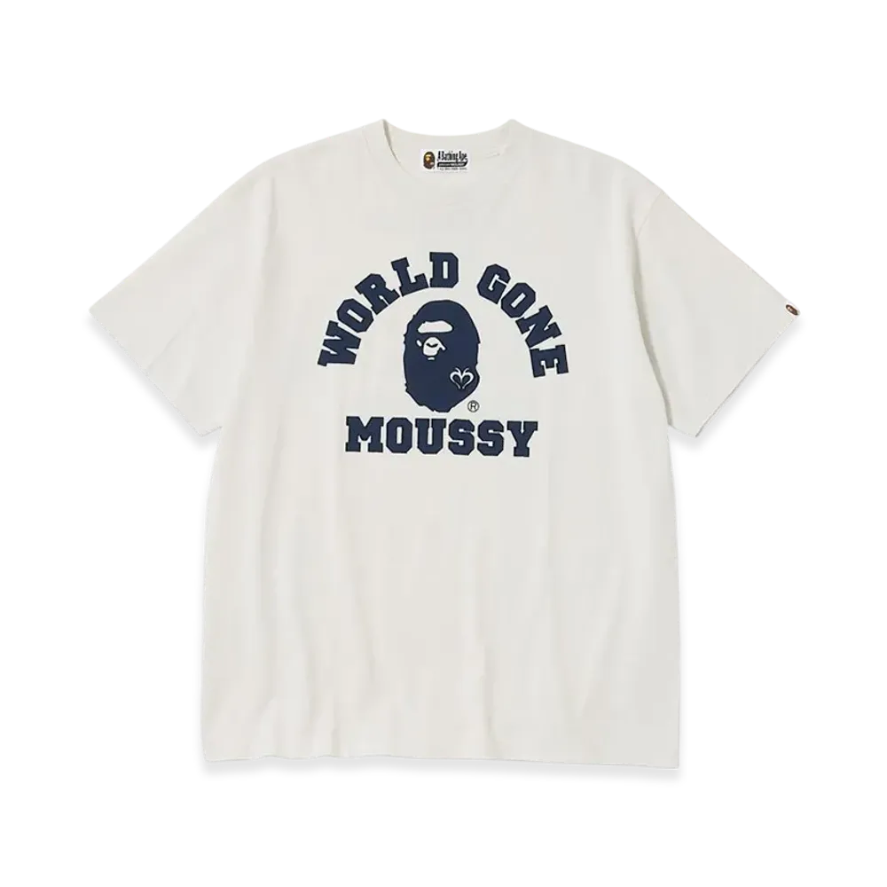 A BATHING APE x MOUSSY College Patch Tee "White"