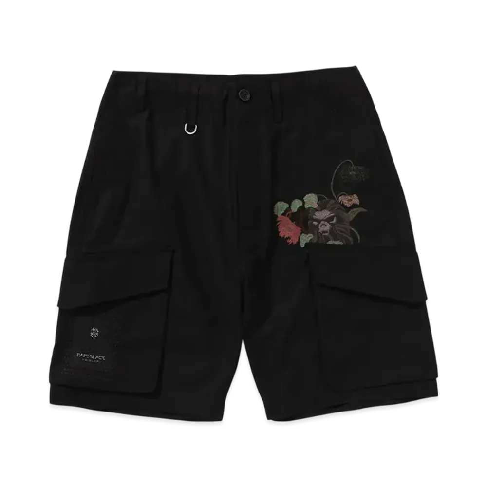 A BATHING APE Bape Black Cross Stitched Army Shorts "Black"