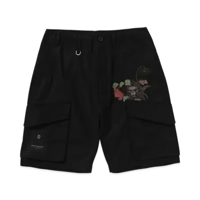 A BATHING APE Bape Black Cross Stitched Army Shorts "Black"