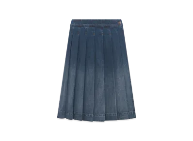 Dior Women's Stonewashed Cotton Denim with Dior Oblique Interior Wrap Skirt with Integrated Shorts "Blue"