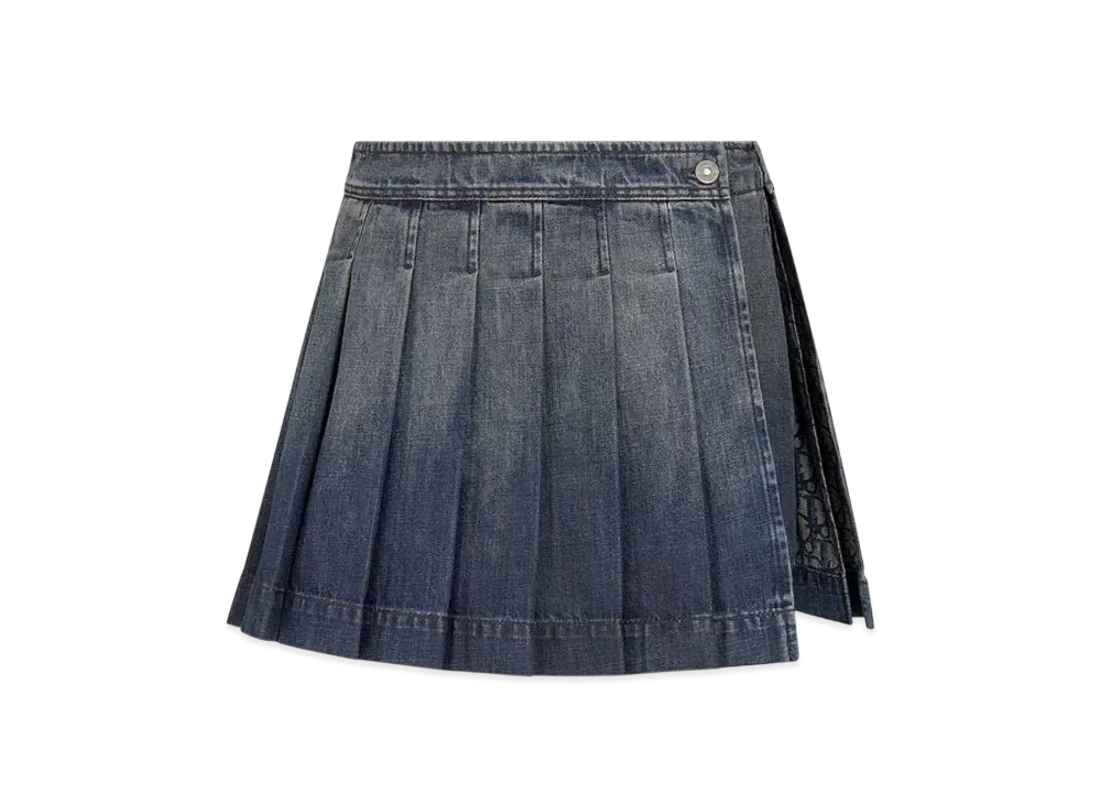 Dior Wrap Miniskirt with Integrated Shorts Stonewashed Cotton Denim "Blue"