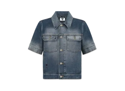 Dior Cropped Jacket Stonewashed Cotton Denim with Dior Oblique Interior "Blue"