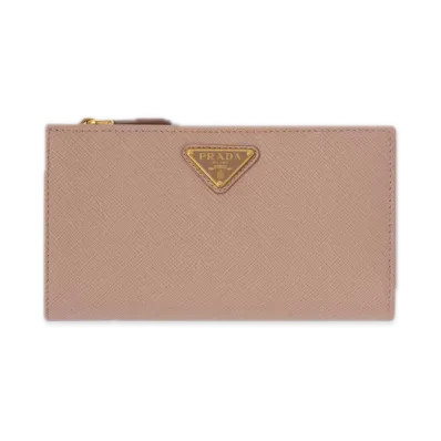 PRADA Saffiano Triangle Wallet "Pink Beige"