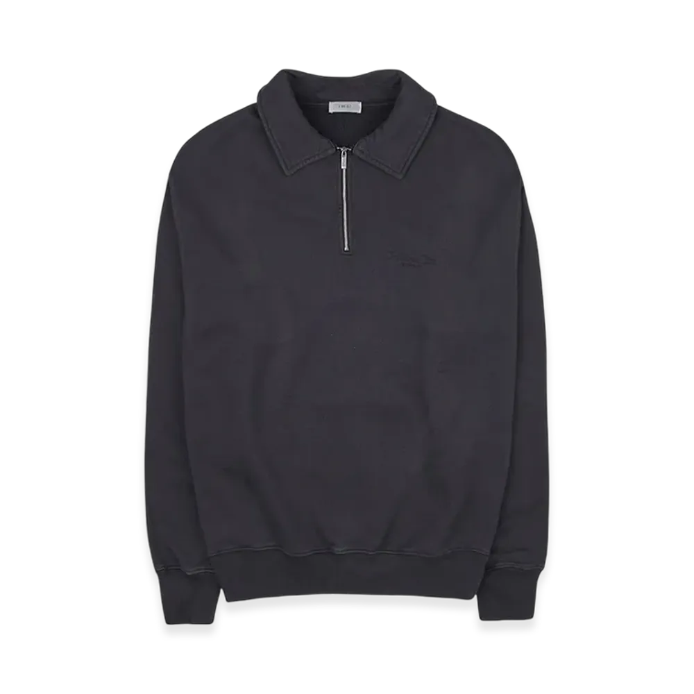 Dior Christian Dior Couture Oversized Fit Cotton Fleece Half Zip Sweatshirt "Black"