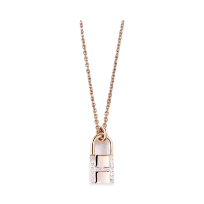 Hermes Amulettes Cadenas Pendant "Pink Gold/Diamond"