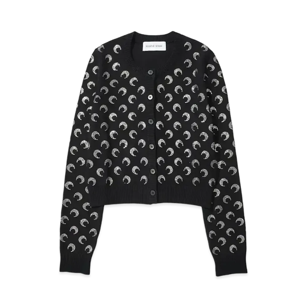 Marine serre MOON STRASS KNIT FITTED CARDIGAN "BLACK"